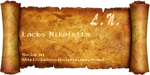 Lacko Nikoletta névjegykártya